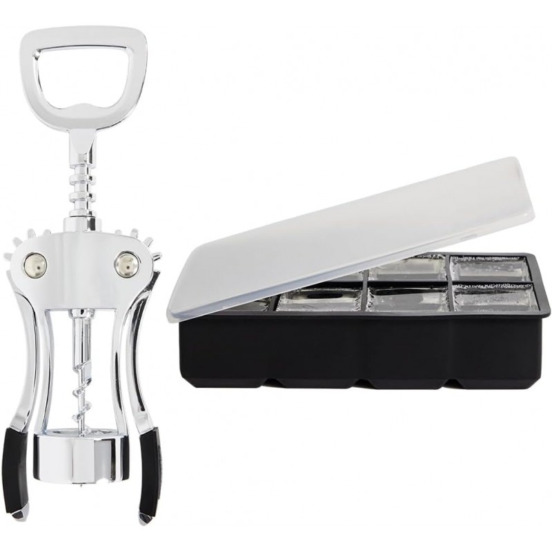 GORILLA GRIP Wine Opener, Black and Ice Cube Bin, Black Bundle