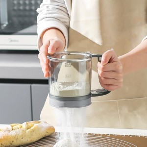 Flour Sifter for Baking,One-Hand Press Baking Sifter with Double-Layer Fine Mesh,Portable Sifters for All Baking Flour Powdered Sugar Almond Powder and Cocoa Powder