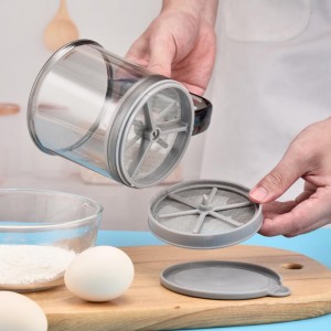 Flour Sifter for Baking,One-Hand Press Baking Sifter with Double-Layer Fine Mesh,Portable Sifters for All Baking Flour Powdered Sugar Almond Powder and Cocoa Powder
