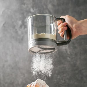 Flour Sifter for Baking,One-Hand Press Baking Sifter with Double-Layer Fine Mesh,Portable Sifters for All Baking Flour Powdered Sugar Almond Powder and Cocoa Powder