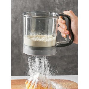 Flour Sifter for Baking,One-Hand Press Baking Sifter with Double-Layer Fine Mesh,Portable Sifters for All Baking Flour Powdered Sugar Almond Powder and Cocoa Powder