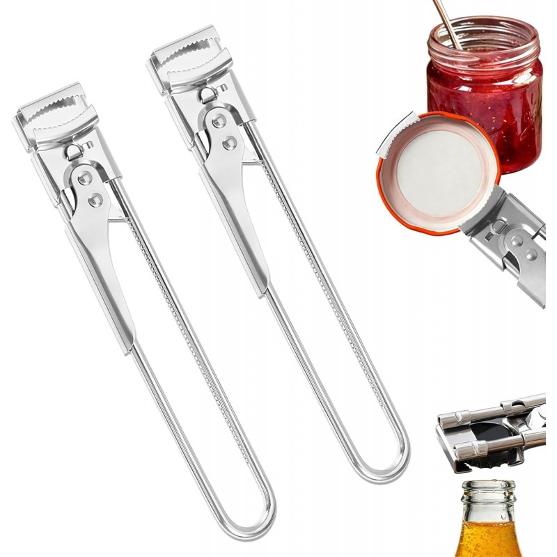 2PCS Jar Opener for Weak Hands,New Adjustable Multifunctional Stainless Steel Can Opener for Seniors,Arthritis Adjustable Jar Opener Upgrade Easy Grip Jar Lid Gripper Bottle Opener Kitchen Gadgets