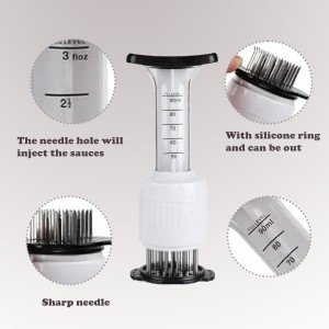 Stainless Steel Meat Injector - 1 Pack Seasoning Injector Marinade Injector for BBQ Turkey Chicken - Flavor Tenderizer Syringe for Poultry Cooking