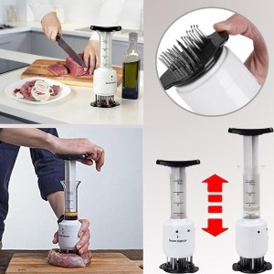 Stainless Steel Meat Injector - 1 Pack Seasoning Injector Marinade Injector for BBQ Turkey Chicken - Flavor Tenderizer Syringe for Poultry Cooking
