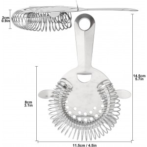 20 Pack 6 Inch Stainless Steel Cocktail Strainer for Drinks, Bar Bartender Strainers, Stainless Steel cocktail Filter for Home Bar, Bartender