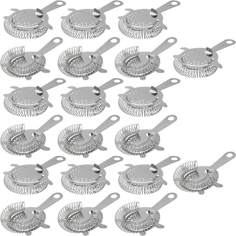 20 Pack 6 Inch Stainless Steel Cocktail Strainer for Drinks, Bar Bartender Strainers, Stainless Steel cocktail Filter for Home Bar, Bartender