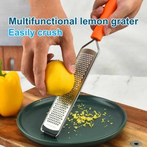 1Pcs Stainless Steel Lemon Zester & Cheese Grater – Razor-Sharp Multi-Purpose Grater for Citrus, Parmesan, Garlic & More, Non-Slip Grip, Safety Cover & Dishwasher Safe