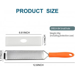 1Pcs Stainless Steel Lemon Zester & Cheese Grater – Razor-Sharp Multi-Purpose Grater for Citrus, Parmesan, Garlic & More, Non-Slip Grip, Safety Cover & Dishwasher Safe
