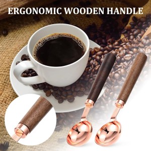 2Pcs Coffee Scoop for Ground Coffee, 6.57 Inch Coffees Scoop 1 Tablespoon, Wooden Handle Measuring Spoon for Ground Coffees & Tea