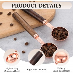 2Pcs Coffee Scoop for Ground Coffee, 6.57 Inch Coffees Scoop 1 Tablespoon, Wooden Handle Measuring Spoon for Ground Coffees & Tea