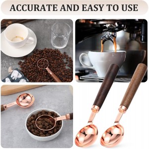2Pcs Coffee Scoop for Ground Coffee, 6.57 Inch Coffees Scoop 1 Tablespoon, Wooden Handle Measuring Spoon for Ground Coffees & Tea