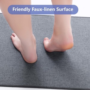 Non Slip Kitchen Mat Rugs Sets of 2, Rubber Backing Linen-Like Thin Kitchen Mats for Floor 2 Piece Kitchen Runner Rug Washable Absorbent Standing Sink Mat, Dark Gray 17
