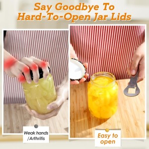 2 Pack Jar Opener, Stainless Steel Jar Lid Openers for Weak Hands and Seniors, Easy Grip Metal Canning Bottle Opening, Kitchen Tool Gifts for Older, Women (Silver)