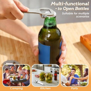 2 Pack Jar Opener, Stainless Steel Jar Lid Openers for Weak Hands and Seniors, Easy Grip Metal Canning Bottle Opening, Kitchen Tool Gifts for Older, Women (Silver)