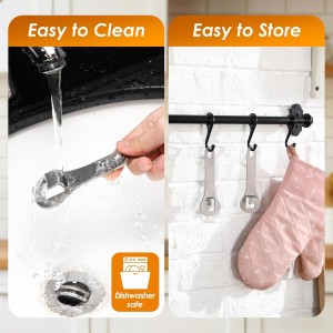 2 Pack Jar Opener, Stainless Steel Jar Lid Openers for Weak Hands and Seniors, Easy Grip Metal Canning Bottle Opening, Kitchen Tool Gifts for Older, Women (Silver)