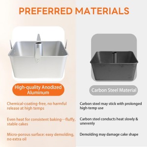 Hitter 18 Cup Angel Food Cake Pan, 10-inch Anodized Aluminum Square Tube Cake Pan with Cooling Feet & Nonstick Coating Perfect for Angel, Chiffon & Pound Cake