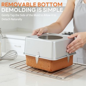 Hitter 18 Cup Angel Food Cake Pan, 10-inch Anodized Aluminum Square Tube Cake Pan with Cooling Feet & Nonstick Coating Perfect for Angel, Chiffon & Pound Cake