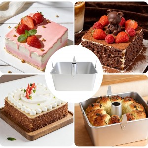 Hitter 18 Cup Angel Food Cake Pan, 10-inch Anodized Aluminum Square Tube Cake Pan with Cooling Feet & Nonstick Coating Perfect for Angel, Chiffon & Pound Cake