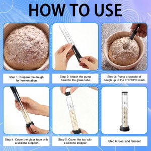 Yungyan Sourdough Aliquot Jar Kit Fermentation Tracker Sourdough Starter Tube Baking Supplies with Graduated Glass Tube Silicone Stopper Pump Cleaning Brush for Bread Proof Baking(Black)