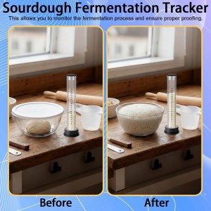 Yungyan Sourdough Aliquot Jar Kit Fermentation Tracker Sourdough Starter Tube Baking Supplies with Graduated Glass Tube Silicone Stopper Pump Cleaning Brush for Bread Proof Baking(Black)