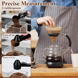 Coffee Scoop & Funnel for Reusable Refillable Coffee Pods Scoop with Funnel for Ground Coffees Mess-Free Measuring Spoon 2 Tablespoon Capacity Scooper Tea without Spilling with a Brush