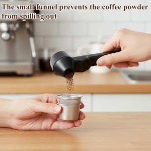 Coffee Scoop & Funnel for Reusable Refillable Coffee Pods Scoop with Funnel for Ground Coffees Mess-Free Measuring Spoon 2 Tablespoon Capacity Scooper Tea without Spilling with a Brush