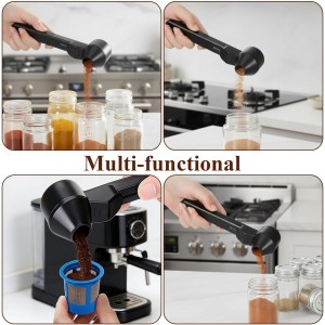 Coffee Scoop & Funnel for Reusable Refillable Coffee Pods Scoop with Funnel for Ground Coffees Mess-Free Measuring Spoon 2 Tablespoon Capacity Scooper Tea without Spilling with a Brush