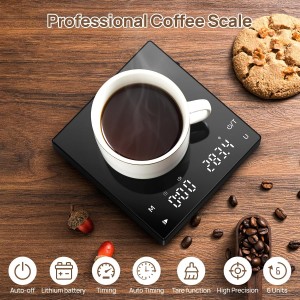 Meilen Mini Espresso Coffee Scale with Timer - 0.1g Precise, USB Rechargeable, 6 Weight Units, 2kg Digital Scale for Espresso, Pour Over, Drip, Kitchen (2kg Black 1 Pack)