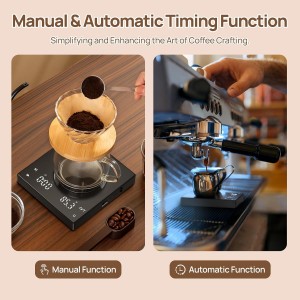 Meilen Mini Espresso Coffee Scale with Timer - 0.1g Precise, USB Rechargeable, 6 Weight Units, 2kg Digital Scale for Espresso, Pour Over, Drip, Kitchen (2kg Black 1 Pack)