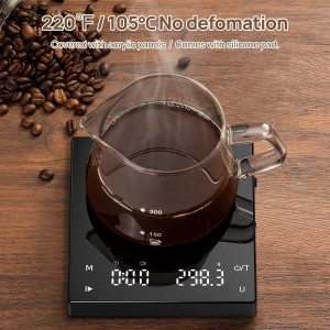 Meilen Mini Espresso Coffee Scale with Timer - 0.1g Precise, USB Rechargeable, 6 Weight Units, 2kg Digital Scale for Espresso, Pour Over, Drip, Kitchen (2kg Black 1 Pack)