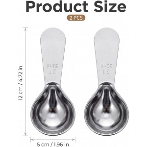 2PCS 30ml Stainless Steel Coffee Scoop, 2 Tablespoon Measuring Spoons, Coffee Scooper for Ground Coffees, Suger, Bean, Tea, Flour, Short Handle, Dishwasher Safe