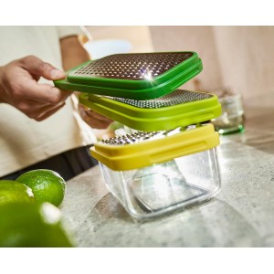 Joseph Joseph Multi-Grate & Store Cheese Grater & Zester Set, 3-in-1 Box Grater with Food Storage Container