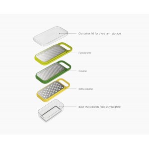 Joseph Joseph Multi-Grate & Store Cheese Grater & Zester Set, 3-in-1 Box Grater with Food Storage Container