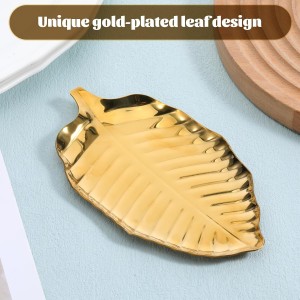 Leaf Spoon Rest for Kitchen Counter, 7.09Inch Leaf Shaped Spoon Holder, Elegant Trinket Dish, Stainless Steel Utensil Rack for Living Room, Bathroom, and Nightstand Decor Jewelry Storage