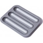 Metal Sub Roll & Hoagie Roll Baking Pan 12 inch, 3-Slot Perforated French Bread & Mini Baguette Pan, Nonstick Carbon Steel Bread Baking Tray for Homemade Subs & Sandwich Rolls