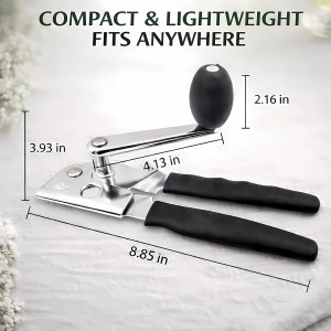 Heavy Duty Manual Can Opener for Seniors & Adults with Magnetic Lid Lifter - Easy Open Smooth Edge Safe Cut, Stainless Steel for Large Cans, Kitchen & Camping & Commercial with Bottle Opener