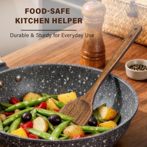 12 Piece Wooden Spoons for Cooking, Natural Teak Wooden Utensils Set, Nan-Scratch Wood Cooking Utensils Set with Hooks, Durable Heat Resistant Wood Kitchen Tool for Nonstick Cookware