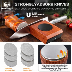 Rolling Knife Sharpener Kit with Diamond & Ceramic Discs, Magnetic Angle Guide 15° 20°, Professional Kitchen Knife Sharpener System, Manual Knife Sharpening Tool for Chef Knives Kitchen Gadgets