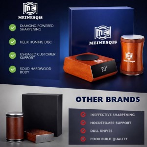 Rolling Knife Sharpener Kit with Diamond & Ceramic Discs, Magnetic Angle Guide 15° 20°, Professional Kitchen Knife Sharpener System, Manual Knife Sharpening Tool for Chef Knives Kitchen Gadgets