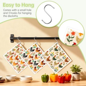 Swedish Dishcloths for Kitchen, 5 Pack Funny Chicken Reusable Paper Towels with 3 Hooks, Washable Dish Cloth Set, Absorbent Cleaning Cloth for Washing Dishes Housewarming Gifts for Friend