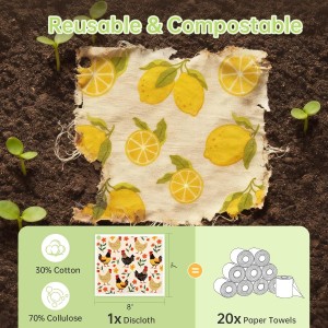 Swedish Dishcloths for Kitchen, 5 Pack Funny Chicken Reusable Paper Towels with 3 Hooks, Washable Dish Cloth Set, Absorbent Cleaning Cloth for Washing Dishes Housewarming Gifts for Friend