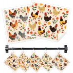 Swedish Dishcloths for Kitchen, 5 Pack Funny Chicken Reusable Paper Towels with 3 Hooks, Washable Dish Cloth Set, Absorbent Cleaning Cloth for Washing Dishes Housewarming Gifts for Friend