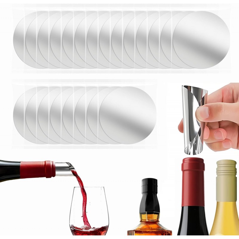 30-Pack Disposable Wine Pouring Discs, 3-Inch Individually Wrapped Anti-Drip Liquor Pour Spouts for Wine & Spirit Bottles, Single-Use Design Prevents Flavor Transfer
