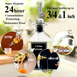Pafusen Olive Oil Pour Spout with Adapters, Oils Pourer for Olive Oil Dispenser Bottle, Easily Turn Your Bottles into Dispensers for Liquor,Oils,Bottle Pourers (Sliver, 3 Pack Pour +Adapters)