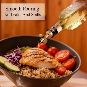 Pafusen Olive Oil Pour Spout with Adapters, Oils Pourer for Olive Oil Dispenser Bottle, Easily Turn Your Bottles into Dispensers for Liquor,Oils,Bottle Pourers (Sliver, 3 Pack Pour +Adapters)