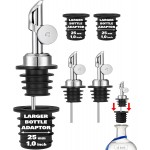 Pafusen Olive Oil Pour Spout with Adapters, Oils Pourer for Olive Oil Dispenser Bottle, Easily Turn Your Bottles into Dispensers for Liquor,Oils,Bottle Pourers (Sliver, 3 Pack Pour +Adapters)