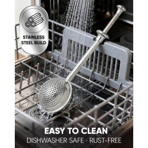 Flour Duster for Baking, Stainless Steel flour sifter with One-Handed Spring Handle, Fine Mesh Baking Dusting Wand for Powdered Sugar, Cocoa, Spices, Even Sprinkle