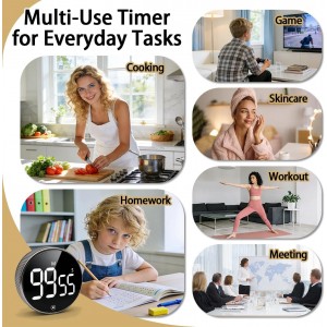 Sportsvoutdoors Rotating Digital Kitchen Timer, Large Display Screen Timer with Count-Up & Countdown, Magnetic Cooking Timer for Home, Classroom, Kitchen, Office, Gym