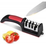 Professional 4-in-1 Knife Sharpener with Tungsten Steel & Ceramic Slots, Manual Sharpener for Chef Knives, Scissors & Straight Edge Blades - Home Kitchen Tool