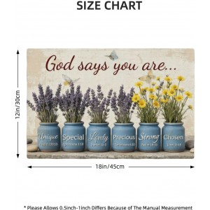 Christian Placemats Set of 4, 12x18 Inch Kitchen Inspirational Table Mats, Bless Bible Verses Flowers Table Decor, Religious Place Mats for Kitchen Decor